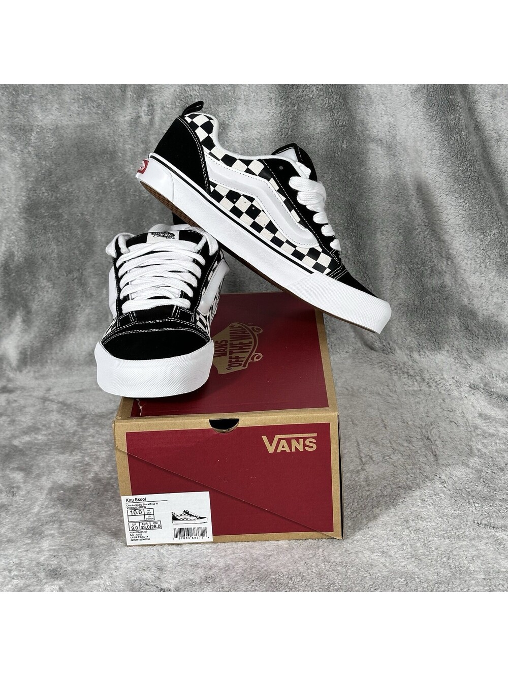 Vans Men’s 10 Women’s 11.5 Knu Skool Checkerboard Black True White Skate Shoes